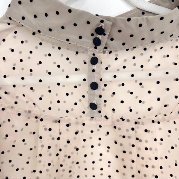 Katharine Kidd Bianca Top Semi-Sheer Chiffon Blouse Nude Tan & Black Polka Dot - Picture 12 of 16
